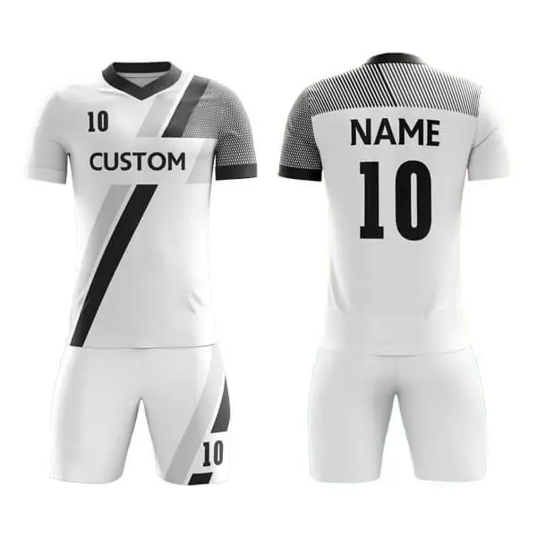 Soccer Uniform – White & Black (SC-10) – custom teamwear by Shazbro
