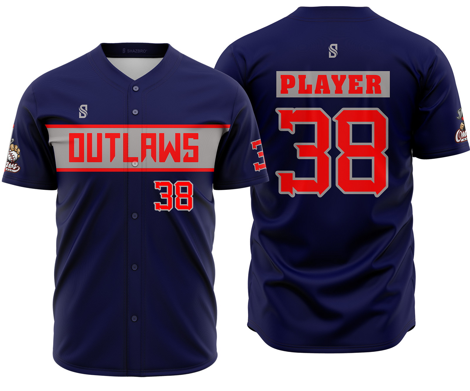 Baseball Uniform – Navy & Red (BB-05) – custom teamwear by Shazbro