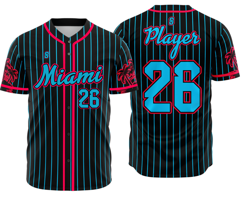 Baseball Uniform – Black & Teal Pinstripe (BB-06)