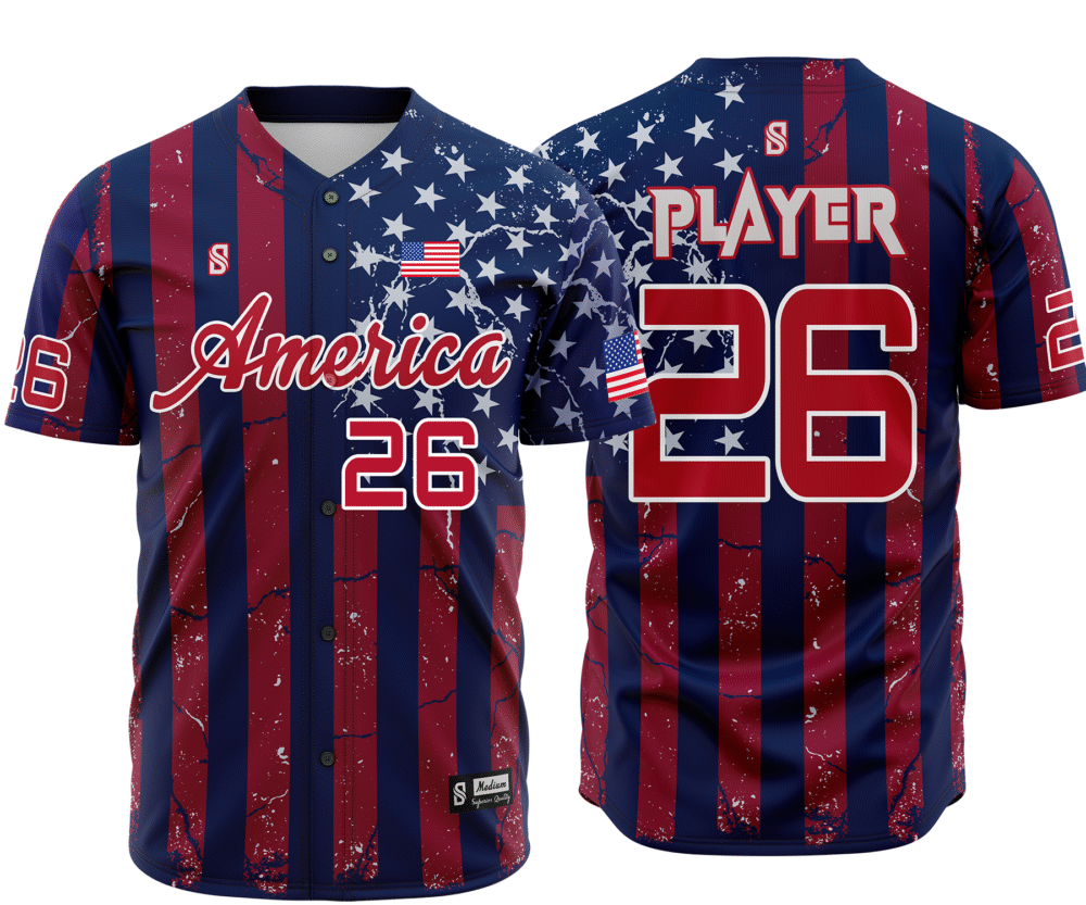 Sublimated Baseball Jersey – Stars & Stripes (SB-04) – custom teamwear by Shazbro