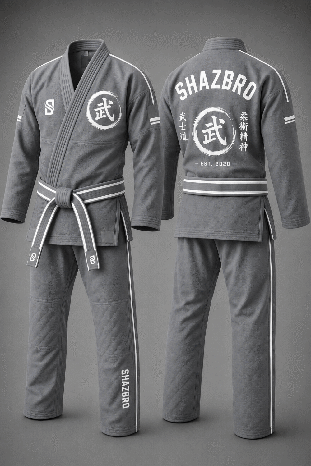 Custom Brazilian Jiu-Jitsu Gi 03 – Grey – custom teamwear by Shazbro