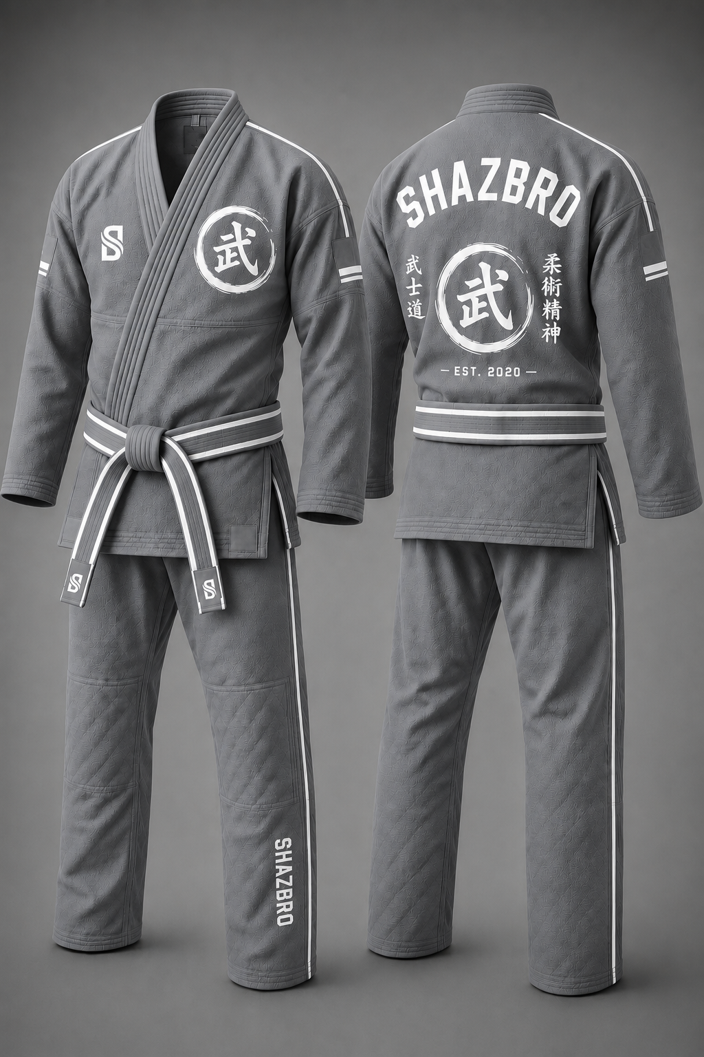 Custom Brazilian Jiu-Jitsu Gi 03 – Grey – custom teamwear by Shazbro