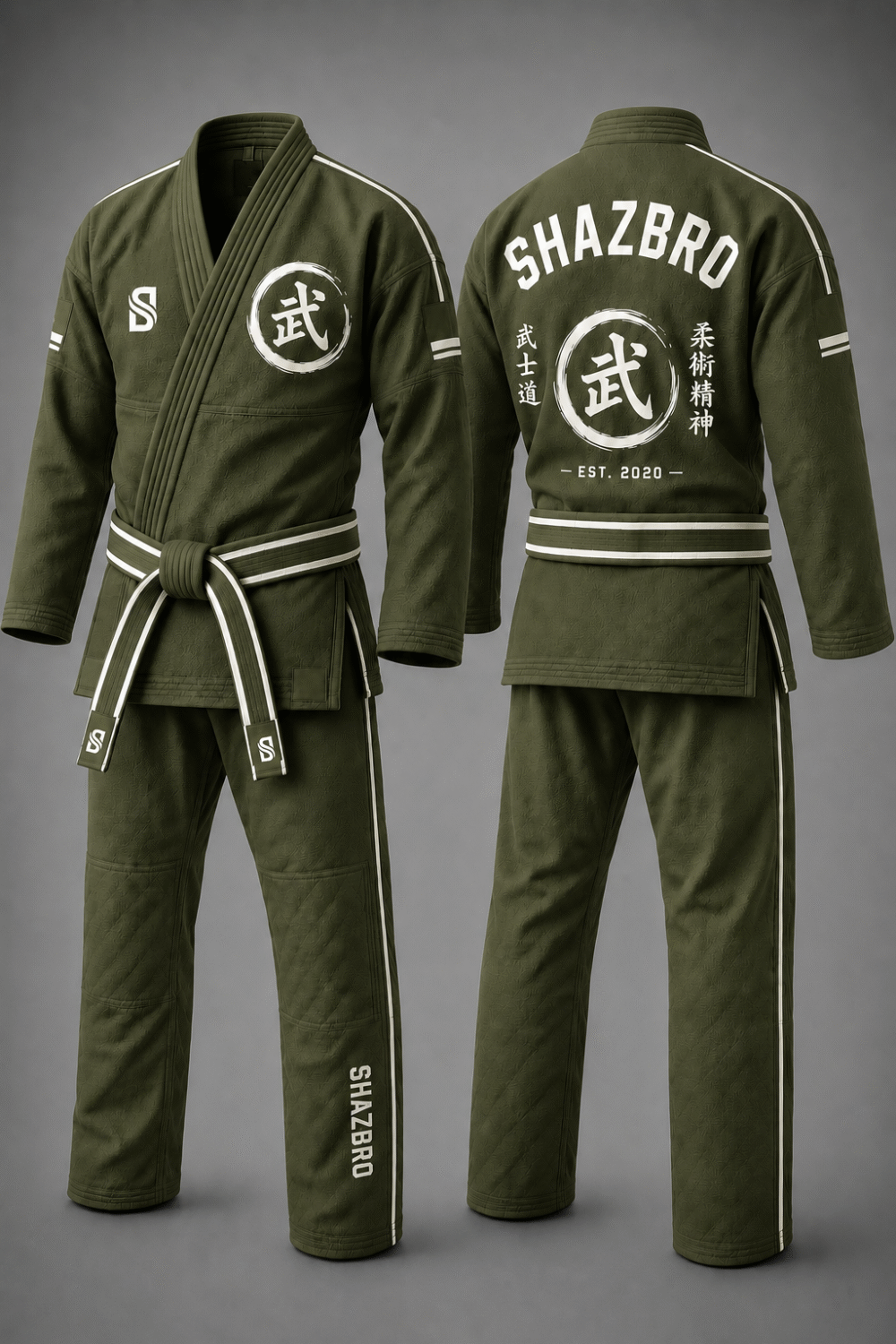 Custom Brazilian Jiu-Jitsu Gi 04 – Olive Green – custom teamwear by Shazbro