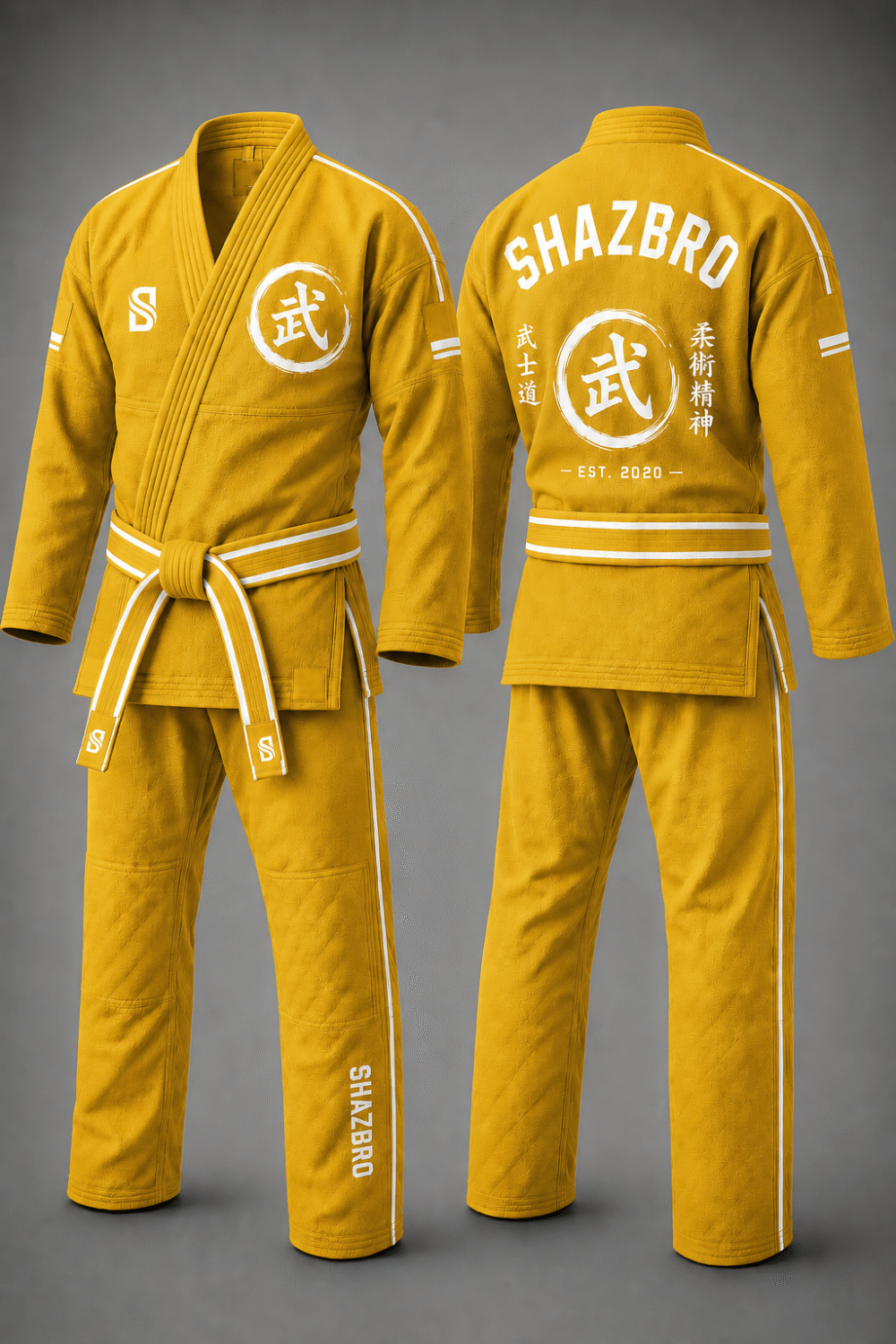 Custom Brazilian Jiu-Jitsu Gi 06 – Yellow – custom teamwear by Shazbro