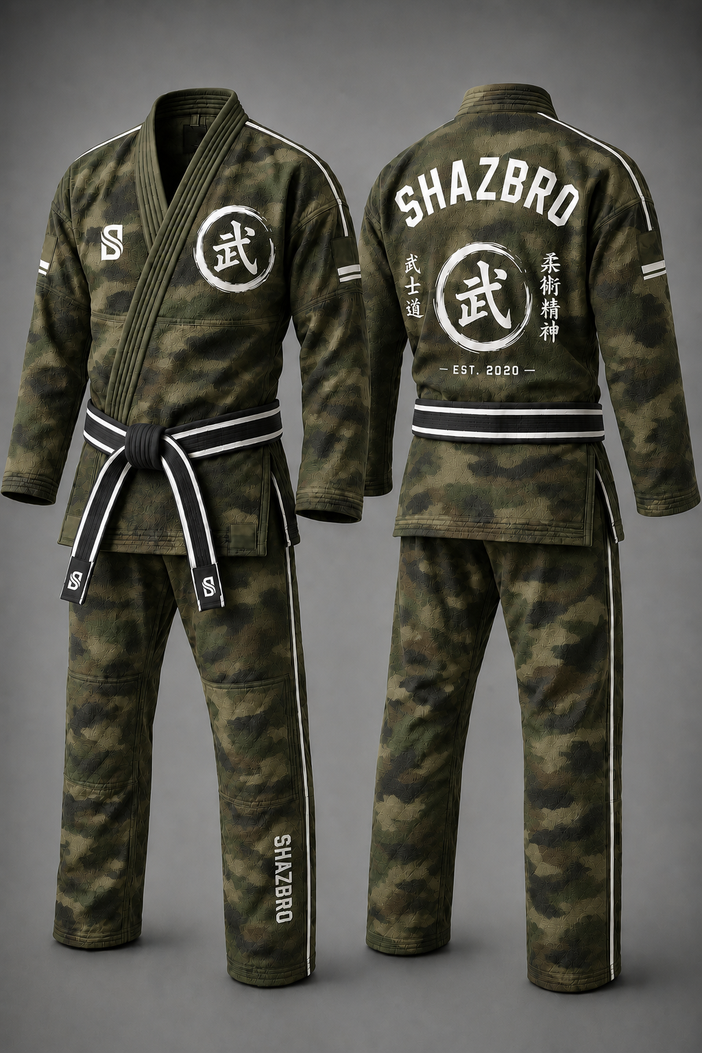 Custom Brazilian Jiu-Jitsu Gi 07 – Green Camo – custom teamwear by Shazbro
