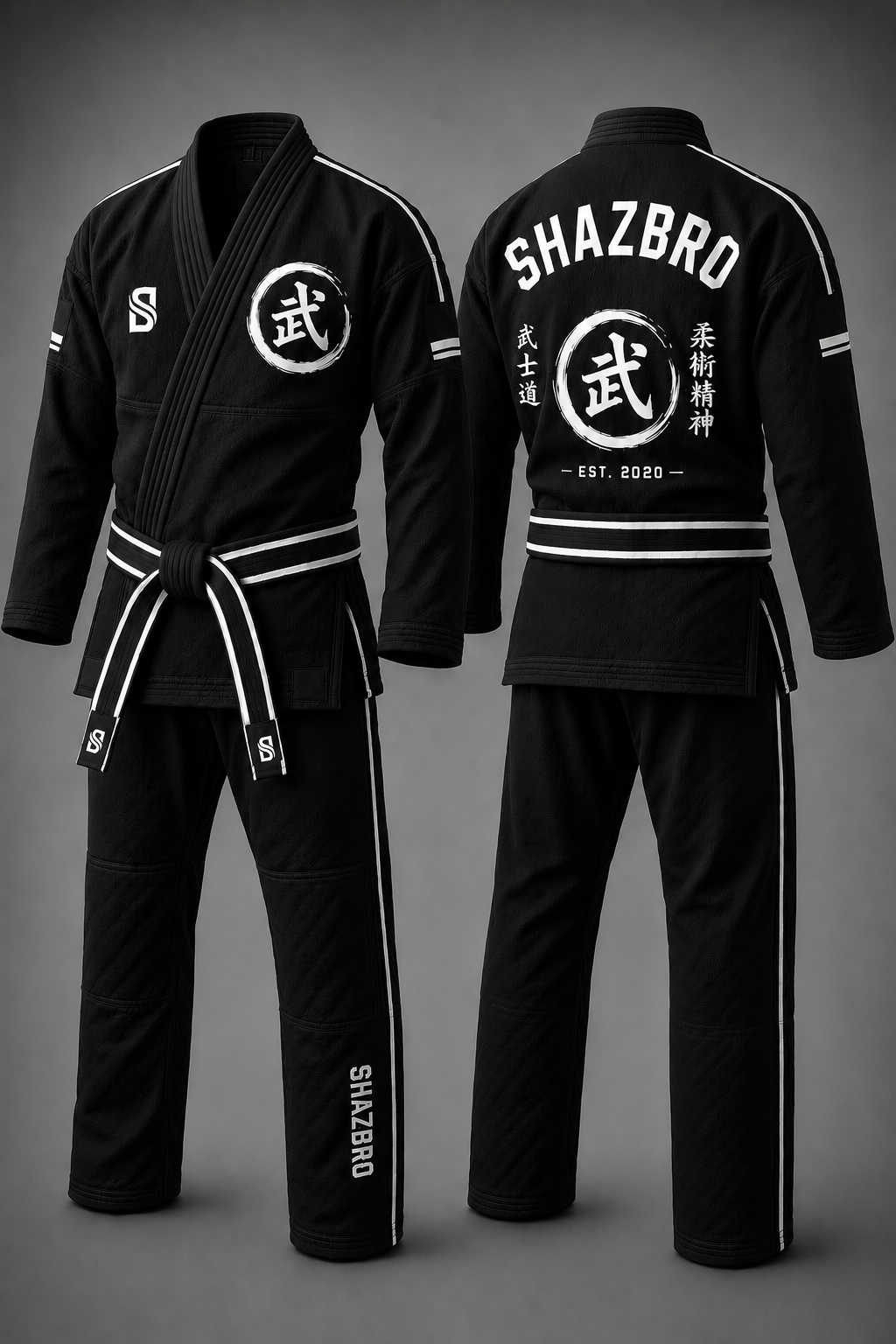 Custom Brazilian Jiu-Jitsu Gi 08 – Black – custom teamwear by Shazbro