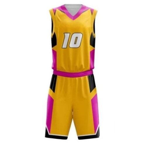 Basketball Uniform – Yellow & Pink (BK-05) – custom teamwear by Shazbro