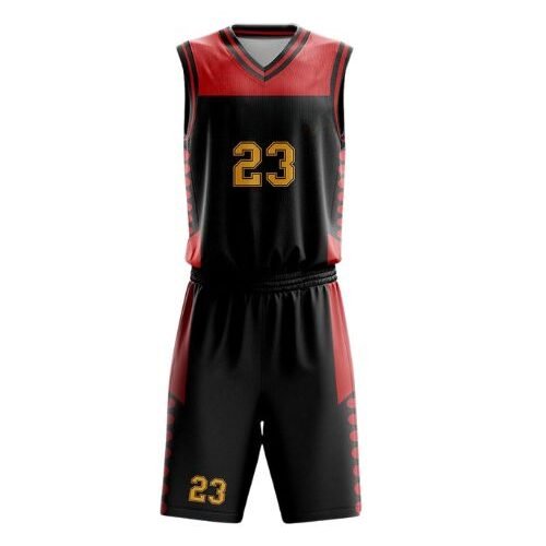 Basketball Uniform – Black & Red (BK-08) – custom teamwear by Shazbro