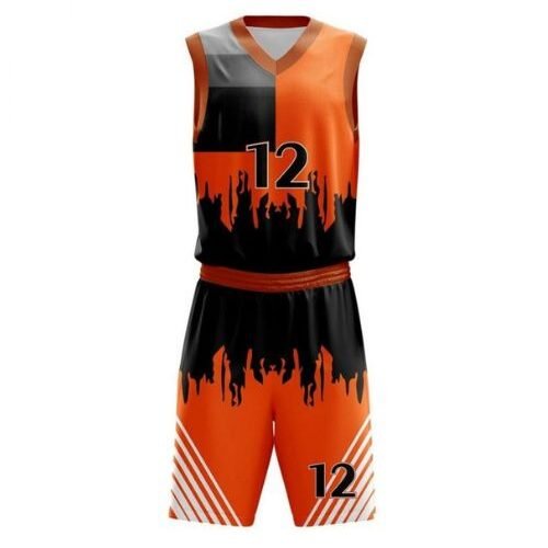 Basketball Uniform – Orange & Black (BK-02) – custom teamwear by Shazbro