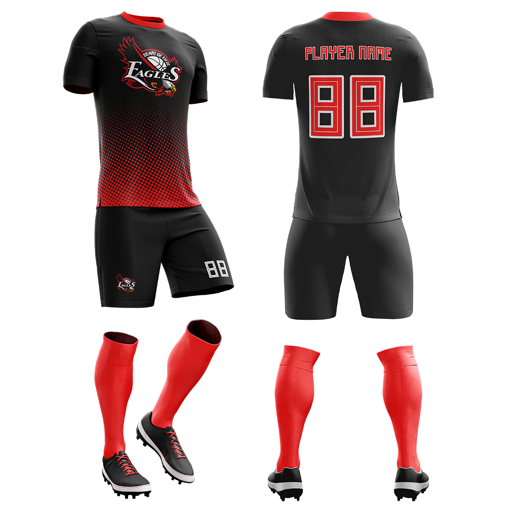 Soccer Uniform – Black & Red (SC-08) – custom teamwear by Shazbro